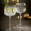 Vintage Gin Cocktail Glasses Embossed Clear Wine Glass